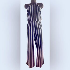 Elegant Navy and White Striped Jumpsuit